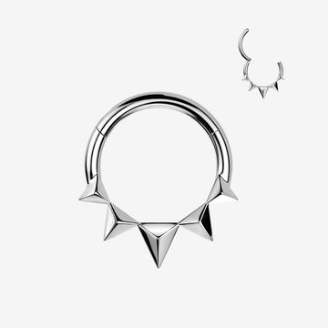 Quinta Triangle Prism Spike Clicker Hoop Ring